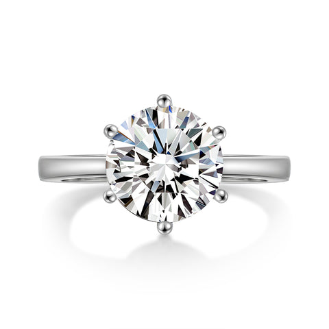 Lauren 10mm Round Solitaire Engagement Ring | 4ct | Sterling Silver