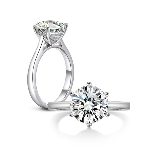 Lauren 10mm Round Solitaire Engagement Ring | 4ct | Sterling Silver