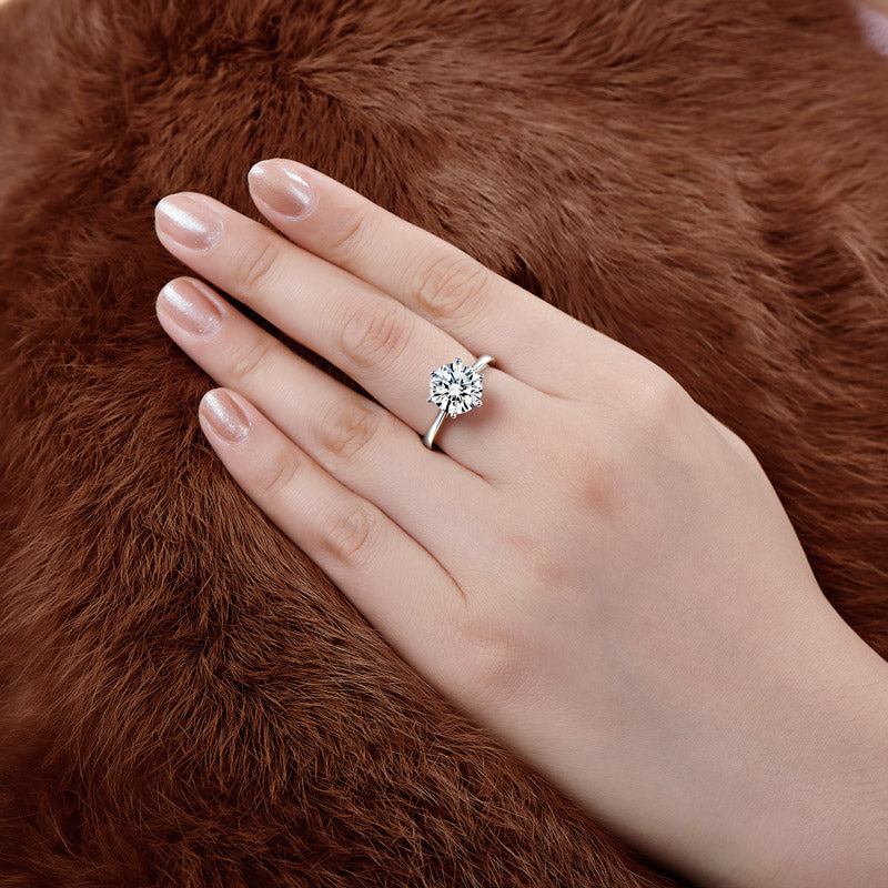 Lauren 10mm Round Solitaire Engagement Ring | 4ct | 925 Sterling Silver