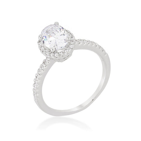 Laveda Oval Cut Halo Solitaire Engagement Ring | 2.8 Carat | Cubic Zirconia - Beloved Sparkles
 - 1