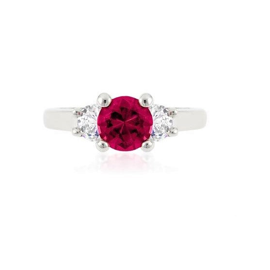 Leana 6.5mm Fuchsia Pink Three Stone CZ Ring | 1.5ct