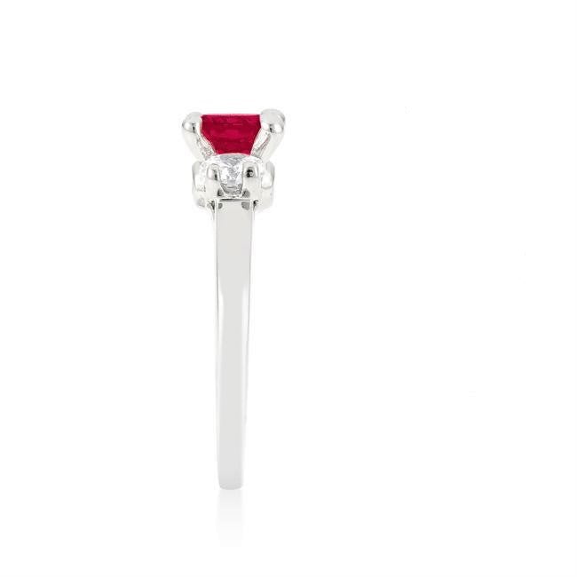 Leana 6.5mm Fuchsia Pink Three Stone CZ Ring | 1.5ct
