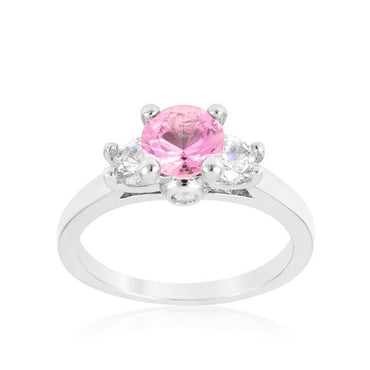 Leana 6.5mm Pink Three Stone CZ Ring | 1.5ct