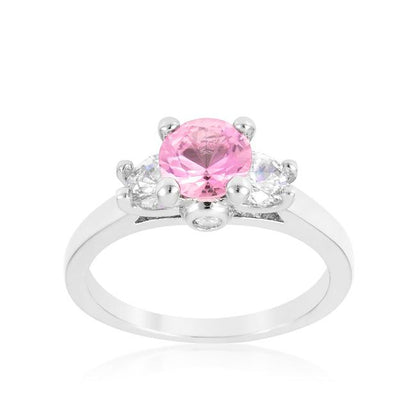 Leana 6.5mm Pink Three Stone CZ Ring | 1.5ct