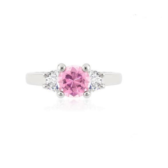 Leana 6.5mm Pink Three Stone CZ Ring | 1.5ct