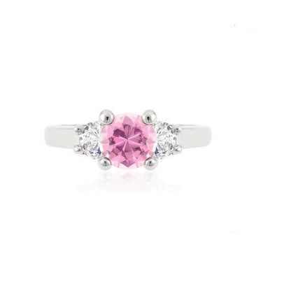 Leana 6.5mm Pink Three Stone CZ Ring | 1.5ct