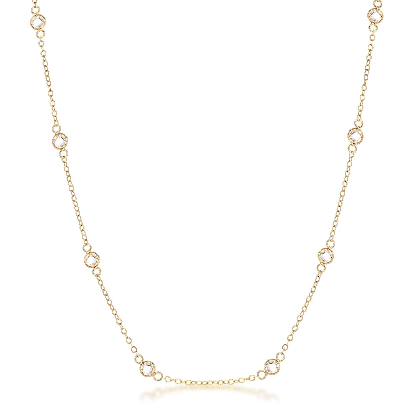 Lecia 16” Silver CZ Round Bezel Saturn Necklace