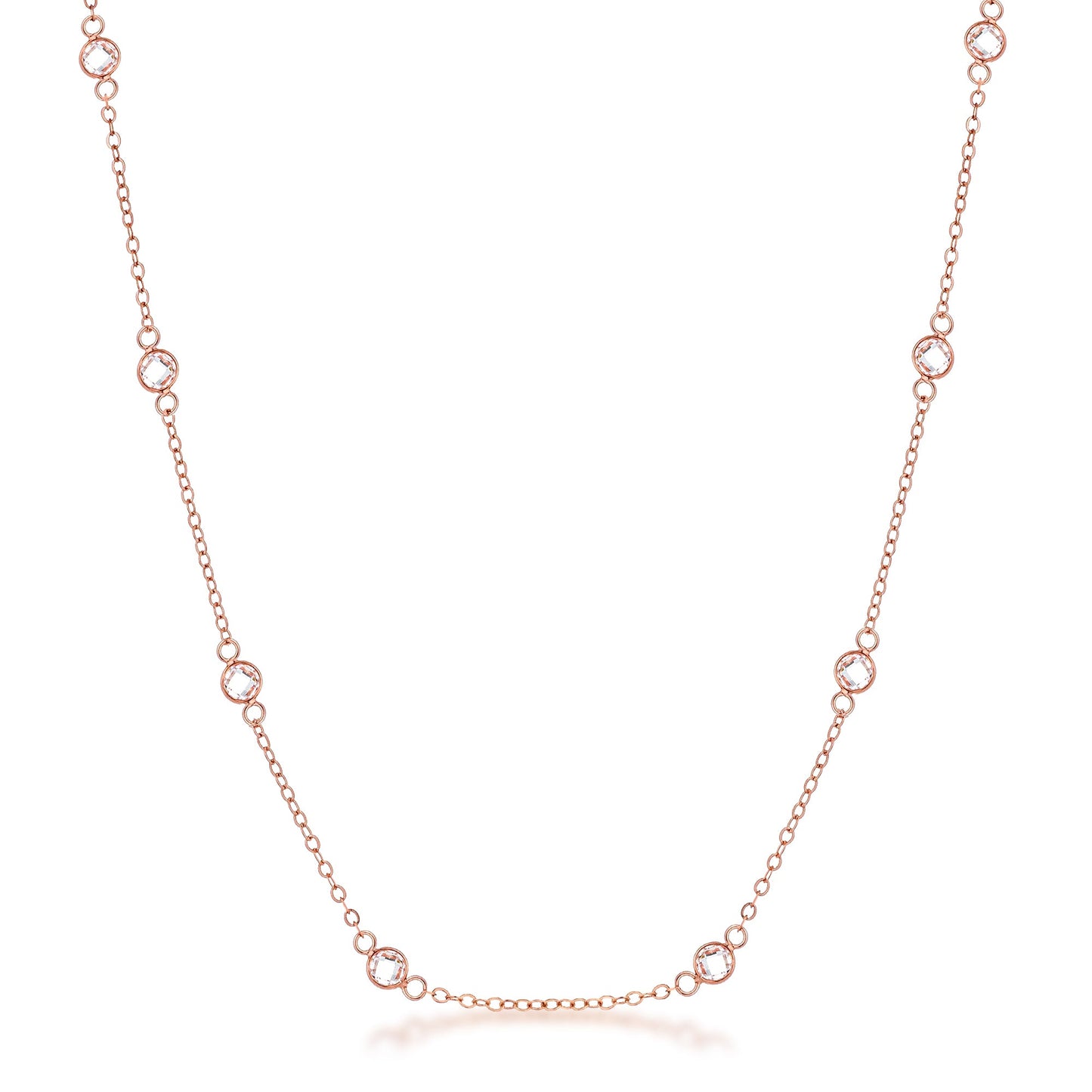 Lecia 16” Silver CZ Round Bezel Saturn Necklace