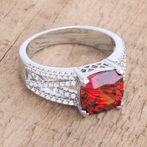 Leeza Elegant Criss-Cross 3ct Ruby CZ Engagement Ring | 3.8ct