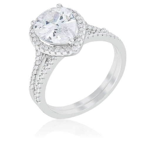 Leoda 2ct Pear Halo Engagement Ring Set | 3.2ct