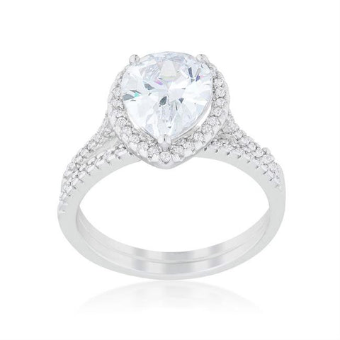 Leoda 2ct Pear Halo Engagement Ring Set | 3.2ct