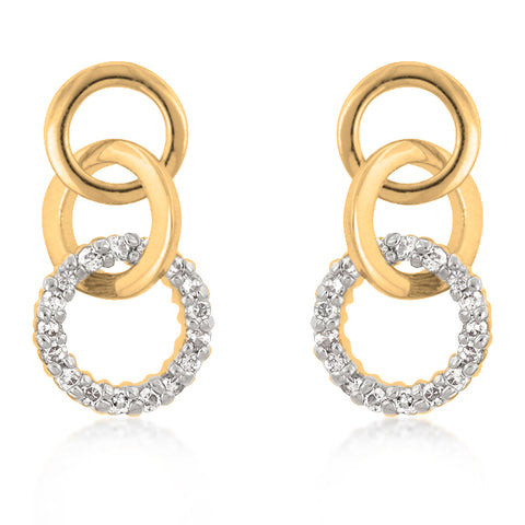Leola Gold Triplet Circle CZ Earrings | 0.5ct