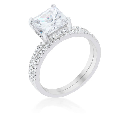 Lexy 3ct Princess CZ Solitaire Engagement Ring Set | 3.5ct