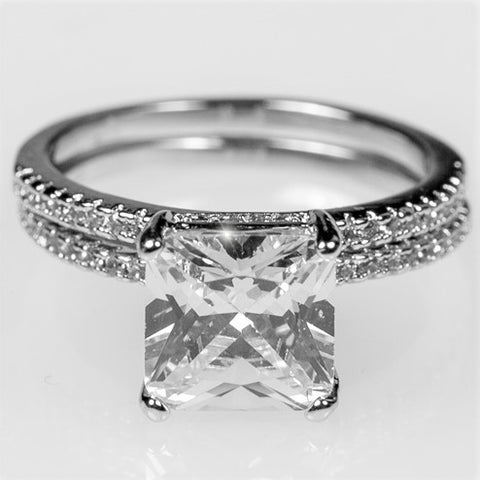 Lexy 3ct Princess CZ Solitaire Engagement Ring Set | 3.5ct