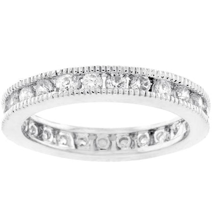 Lia 2mm CZ Milgrain Eternity Band Ring | 1ct