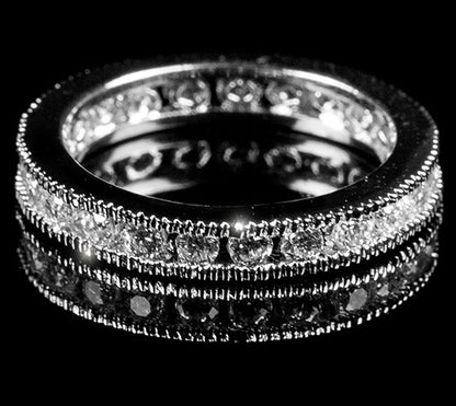Lia 2mm CZ Milgrain Eternity Band Ring | 1ct