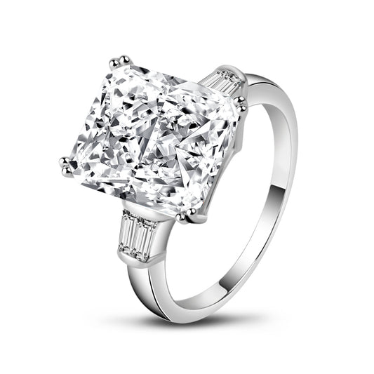 Lina 12x10mm Radiant CZ Engagement Ring | 6.5ct | 925 Sterling Silver