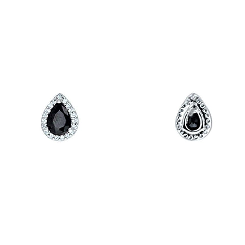 Lina Black Pear Halo CZ Earrings | 1.5ct