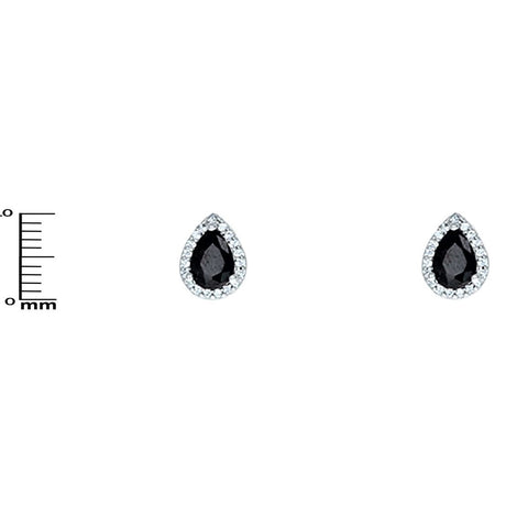 Lina Black Pear Halo CZ Earrings | 1.5ct