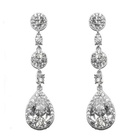 Lina Linear Dangle Pear Drop Earrings | 38mm
