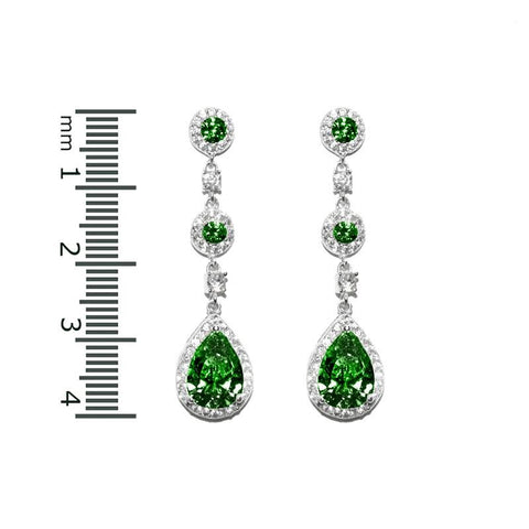 Lina Emerald Dangle Pear Drop Earrings | 38mm
