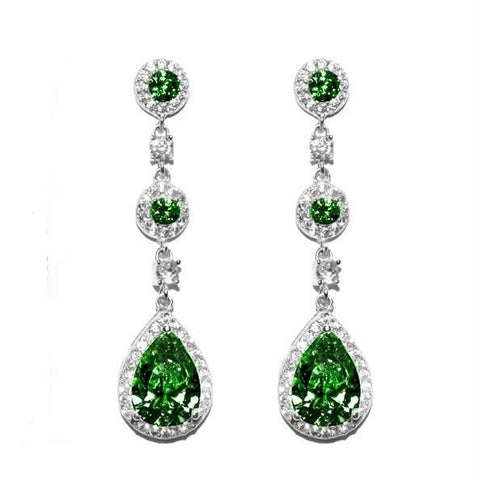 Lina Emerald Dangle Pear Drop Earrings | 38mm