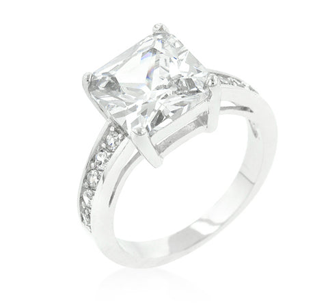 Lindsay Princess Cut Raised Pave Engagement Ring | 5.5ct | Cubic Zirconia - Beloved Sparkles
 - 2