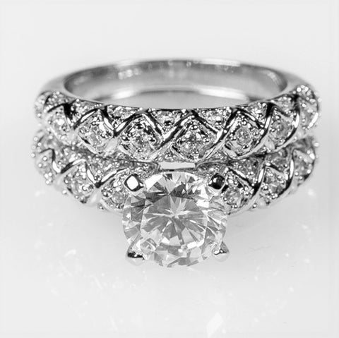 Lindy 1.8ct Round CZ Engagement and Wedding Ring Set | 2.8ct