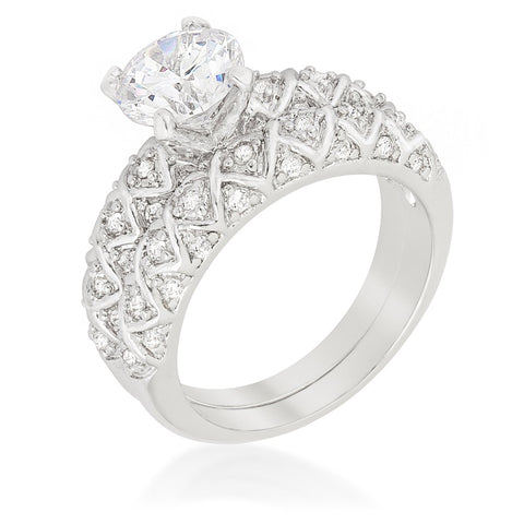 Lindy 1.8ct Round CZ Engagement and Wedding Ring Set | 2.8ct