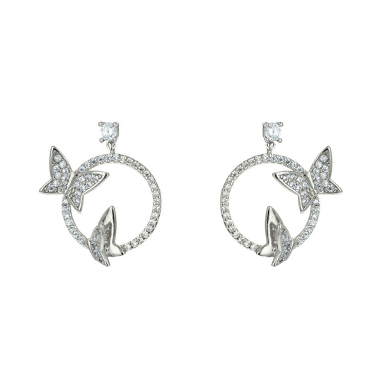 Lisa CZ Butterfly Silver Dangle Earrings