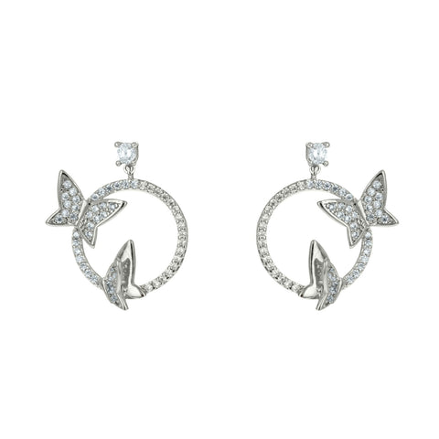 Lisa CZ Butterfly Silver Dangle Earrings