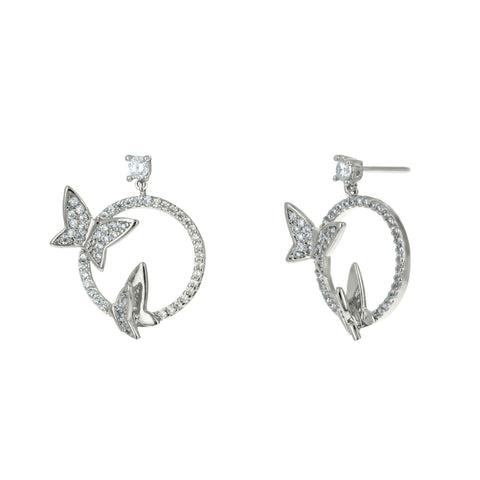 Lisa CZ Butterfly Silver Dangle Earrings