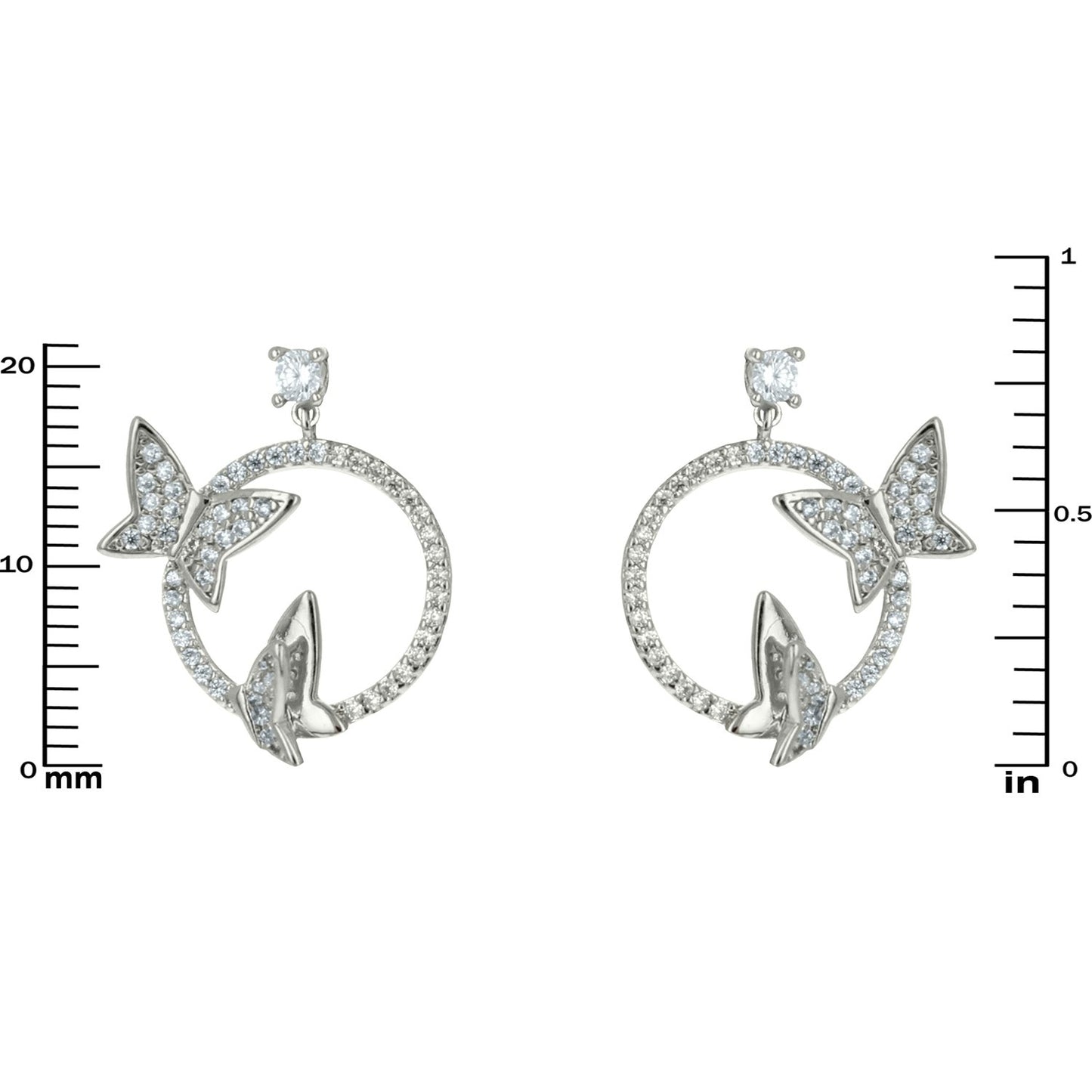 Lisa CZ Butterfly Silver Dangle Earrings