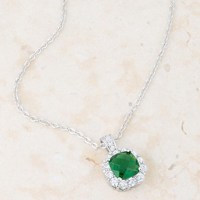 Liz Emerald Green Cushion CZ Pendant | 4ct