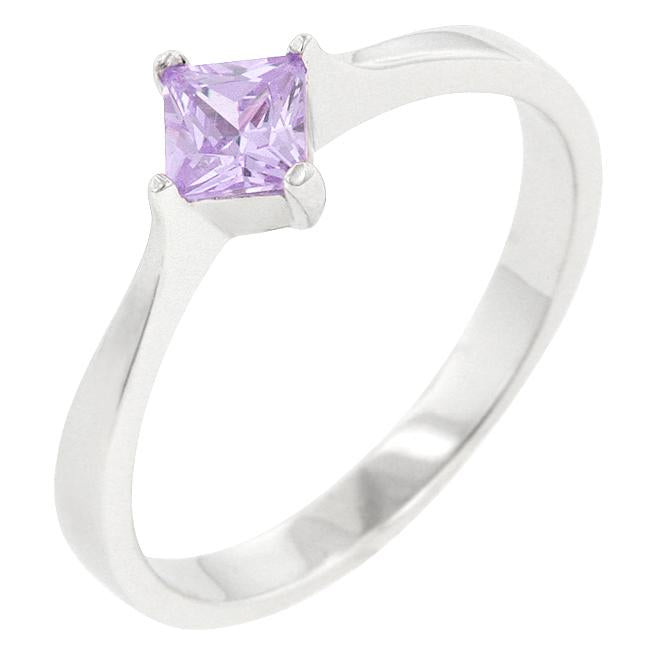 Lois Amethyst Petite Princess cut Solitaire Ring  | 0.5ct | Sterling Silver