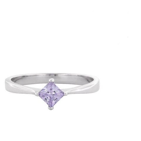 Lois Amethyst Petite Princess cut Solitaire Ring  | 0.5ct | Sterling Silver