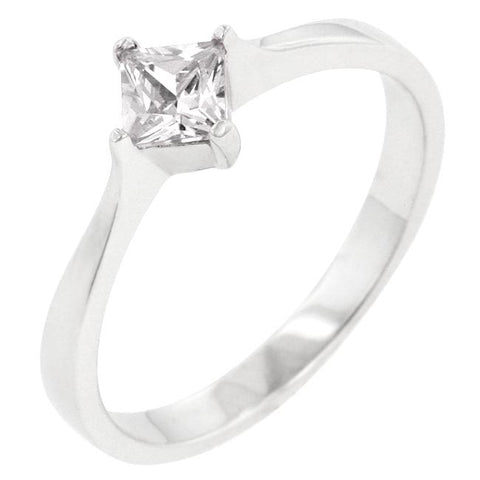 Lois Petite Princess cut Solitaire Ring  | 0.5ct | Sterling Silver