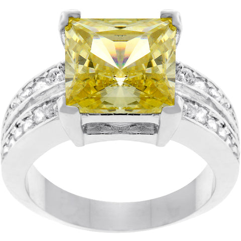Lola Canary Princess Cut Solitaire Cocktail Ring | 7.5ct