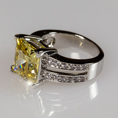 Lola Canary Princess Cut Solitaire Cocktail Ring | 7.5ct
