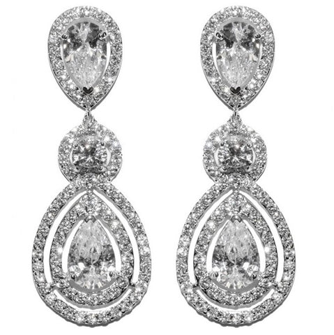 Louisa Pear Halo Chandelier Earrings