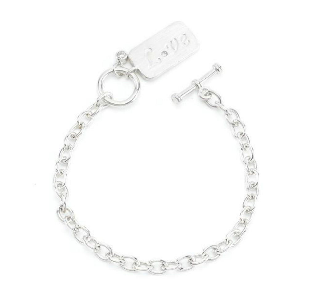 Love Charm Silver Bracelet | 7.5in