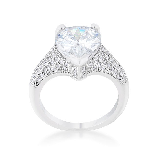 Lovina 5.4ct Pear CZ Vintage Solitaire Engagement Ring | 6ct