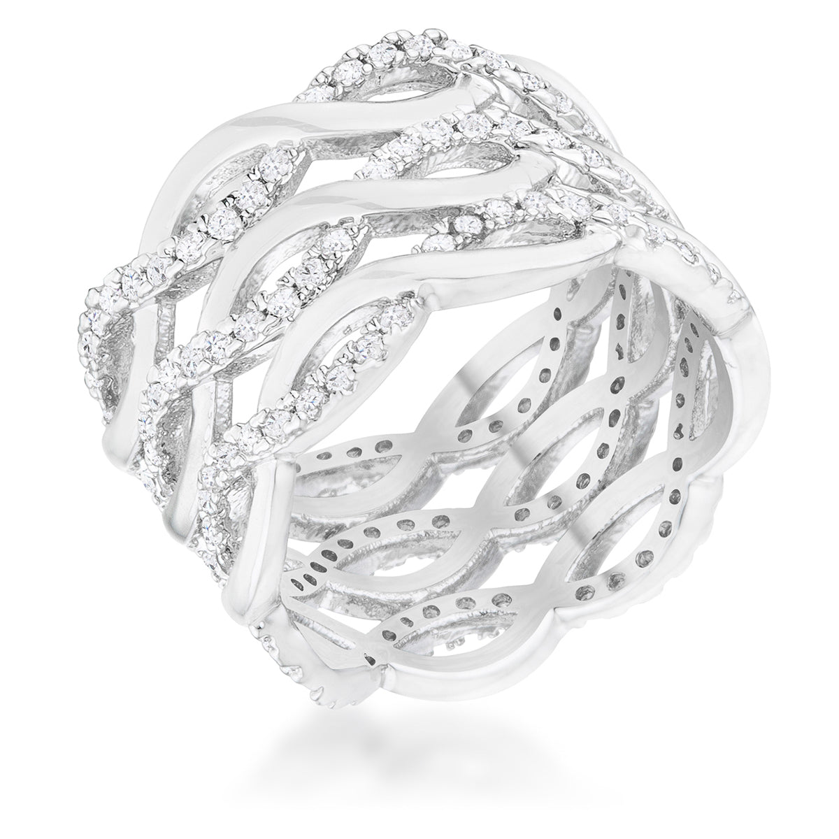 Luba Contemporary CZ Twist Wide Band Ring