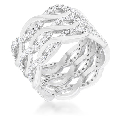 Luba Contemporary CZ Twist Wide Band Ring