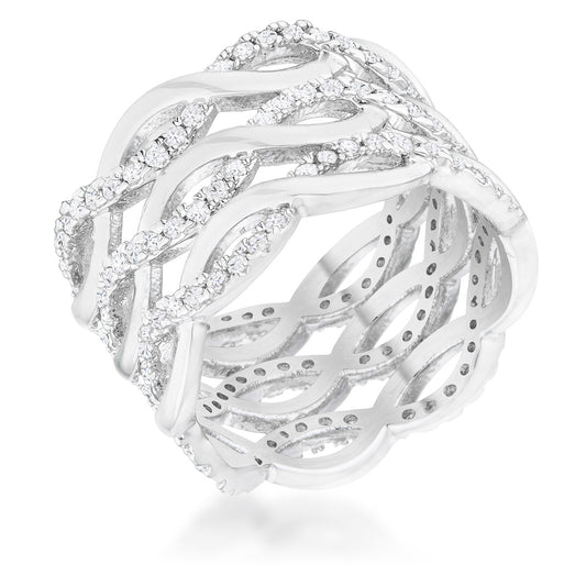Luba Contemporary CZ Twist Wide Band Ring