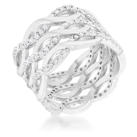 Luba Contemporary CZ Twist Wide Band Ring | 0.88ct