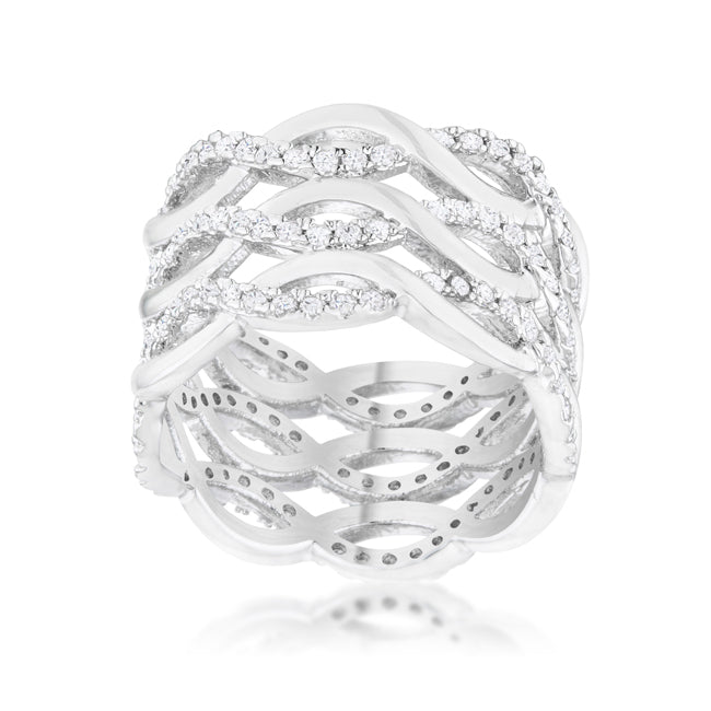 Luba Contemporary CZ Twist Wide Band Ring