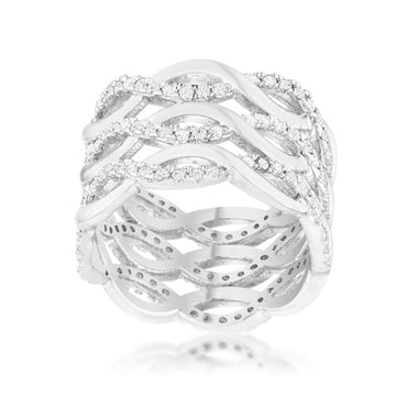 Luba Contemporary CZ Twist Wide Band Ring