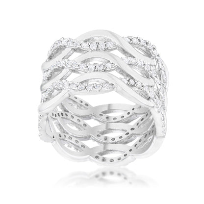Luba Contemporary CZ Twist Wide Band Ring