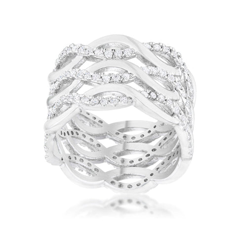 Luba Contemporary CZ Twist Wide Band Ring | 0.88ct